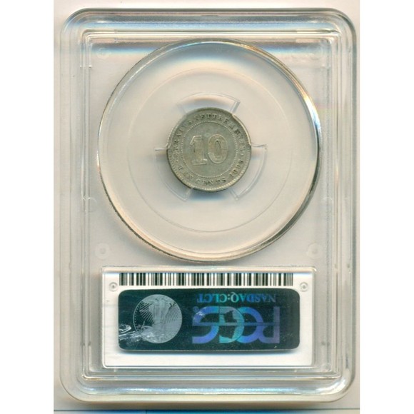 Straits Settlements -Malaysia- Victoria 1895 Silver 10 Cents AU53 PCGS - Picture 2 of 4